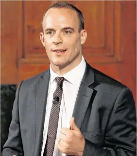 ??  ?? Not impressed:
British Foreign Secretary Dominic Raab rejected Liu’s comments and said China had freely signed the Joint Declaratio­n