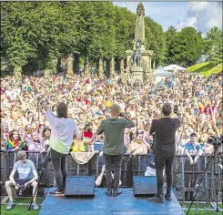  ?? Picture: Michael East ?? Headliners 5ive on stage at Canterbury Pride 2021