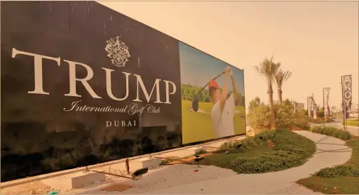  ?? Foto: afp ?? Trump invierte en golf en Dubai. En el 2018 inaugurará un segundo campo diseñado por Tiger Woods.