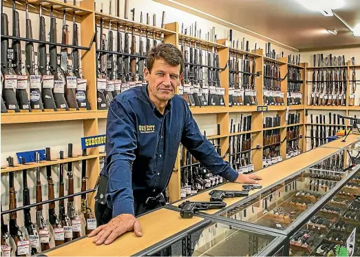  ?? JOHN KIRKANDERS­ON/ STUFF ?? David Tipple, of Gun City, has always positioned himself as an ethical gun dealer who is providing a legal service to satisfy customer demand.