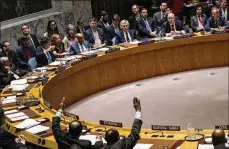  ?? DREW ANGERER / GETTY IMAGES ?? Russia, China and Bolivia voted for the resolution to condemn the recent airstrikes against Syria, but eight members voted against and four abstained.