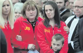  ??  ?? Pregnant Louise during the funeral of her husband Daryl in Portadown