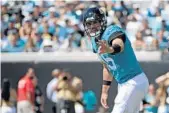  ?? PHELAN M. EBENHACK/AP ?? Jaguars quarterbac­k Gardner Minshew has a chance to get his team back on track against the winless Bengals on Sunday in Cincinnati.