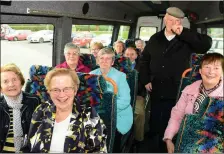  ??  ?? The delegation from Monasterbo­ice arrive on the bus for the Rural Transporta­tion Day celebratio­ns at Simonstown Gaels GAA Club in Navan.