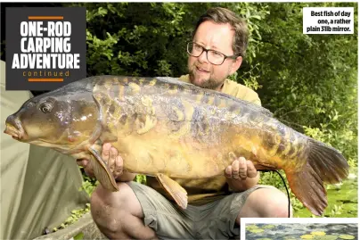  ??  ?? Best fish of day one, a rather plain 31lb mirror.