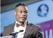  ?? CHUCK BURTON/ASSOCIATED PRESS ?? FSU’s Derwin James, seen here at ACC media day, could generate some early Heisman hype against Alabama.