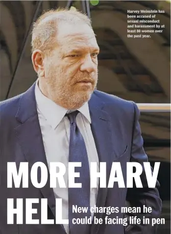  ??  ?? Harvey Weinstein has been accused of sexual misconduct and harassment by at least 80 women over the past year.