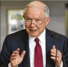  ?? AP ?? Attorney General Jeff Sessions speaks Friday at the dedication of a new federal courthouse in Mobile, Ala. Sessions is a former U.S. senator from Alabama.