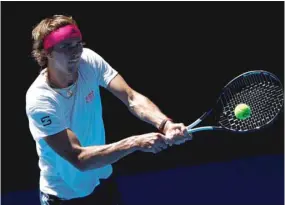  ??  ?? Germany’s Alexander Zverev plays a practice match yesterday.