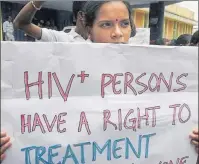  ?? REUTERS FILE ?? ▪ A woman at a protest against discrimina­tion towards the treatment of HIV/AIDS patients, on the outskirts of Siliguri, West Bengal.