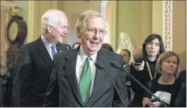  ?? J. SCOTT APPLEWHITE / AP ?? Senate Majority Leader Mitch McConnell, R-Ky., announced to reporters last week that the Senate is moving ahead on a Republican budget plan, a critical step in President Donald Trump and the party’s drive for tax reform.