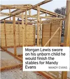  ?? MANDY EVANS ?? Morgan Lewis swore on his unborn child he would finish the stables for Mandy Evans