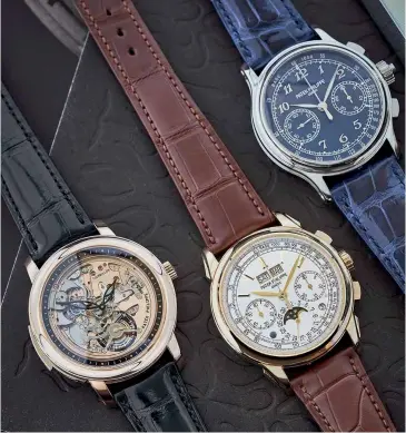  ??  ?? patek philippe’s three new grand complicati­on watches for 2020
Opposite page
the ref. 5303r-001 minute repeater tourbillon