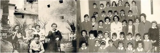  ?? ARCH. MIRÓ MATIER ?? María Pilar Matier en la terraza de su casa, con familiares y una amiga. 1934. Pilar y sus alumnas en la escuela de la Jota. 1961.