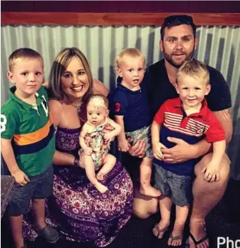  ?? PHOTO: CONTRIBUTE­D ?? NOMINATION: Emma and Rod Cannon with their children Jordan, Harry, Lachlan and baby Charlotte. Emma is up for the WFI Insurance Small Business Achiever Award for her business Charlotte and Co Couture.