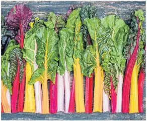  ??  ?? ● Colourful chard provides a tasty and healthy addition to the dinner plate