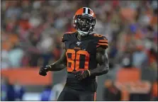  ?? DAVID DERMER — THE ASSOCIATED PRESS ?? The Browns’ Jarvis Landry said he is making progress in his rehab from offseason hip surgery.