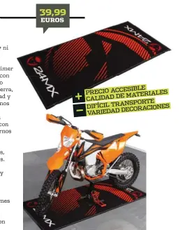  ??  ?? Aplicacion­es: cross, enduro, raid y trial. Colores: rojo, negro, naranja y azul. Peso verificado: 5.800 gramos. Inf.: www.24mx.es