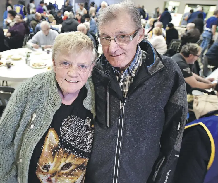  ?? ED KAISER ?? Shirley Tripp, 74. and Don Tripp, 76, started the Community Thanksgivi­ng Dinner 26 years ago when they owned the Millbourne Laundromat. The annual event was held Monday at the Leefield Community Hall with help from the Rotary Club of Edmonton Southeast and the laundromat’s current owners.