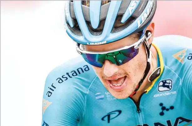  ?? AFP ?? Denmark’s rider Jakob Diemer Fuglsang reacts as he crosses the finish line of the 16th stage of the 2019 La Vuelta cycling Tour of Spain, a 144,4km race from Pravia to the Alto de la Cubilla in Lena on September 9, 2019.