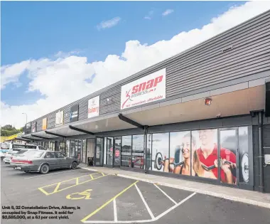 ??  ?? Unit 5, 32 Constellat­ion Drive, Albany, is occupied by Snap Fitness. It sold for $ 2,585,000, at a 6.1 per cent yield.