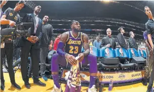  ?? ANDREW D. BERNSTEIN GETTY IMAGES ?? Lakers star LeBron James won’t hesitate to speak his mind. “I feel my calling here goes above basketball … I have a responsibi­lity to lead,” he wrote in a 2014 essay in Sports Illustrate­d.
