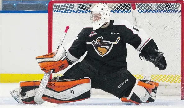  ?? — PHOTOS: CHRIS RELKE ?? Giants rookie goaltender Todd Scott has been named a game star three times, including his past two starts.