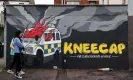  ?? Photograph: Liam McBurney/PA ?? Kneecap’s mural of a burning PSNI Land Rover on Hawthorn Street in Belfast.