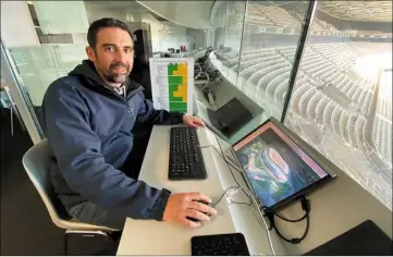  ?? (Photos Cyril Dodergny) ?? Florent Renoux : son visage ne vous dit rien pourtant il est, avec Benoît, Jérémie, Brahim, un des hommes du match en coulisses de l’Allianz Riviera.