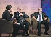  ?? NBCU Photo Bank ?? KEN MOELIS, right, shown in 2014, on Tuesday spoke of the importance of business relationsh­ips.