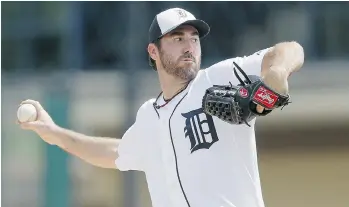  ?? CARLOS OSORIO/THE ASSOCIATED PRESS ?? Detroit Tigers starting pitcher Justin Verlander is among an ever-growing group of pitchers suffering injuries, provoking discussion of teams going with six-man rotations in major league baseball. Verlander will begin the season on the disabled list.