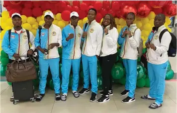  ?? ?? ▲Taekwo●do team upon their arrival in Ghana for the African Games.