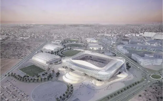  ?? HANDOUT / AFP PHOTO ?? FIFA announced Tuesday that it will expand the World Cup from 32 teams to 48 for the 2026 tournament. A computer-generated image shows Qatar World Cup’s 40,000-seater Al-Rayyan Stadium. The 2022 edition will be the last World Cup before the expansion.