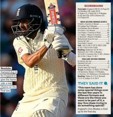  ?? PICTURE: GETTY ?? Resolute:
Hameed dug in for England to give the home side a real chance on the final day