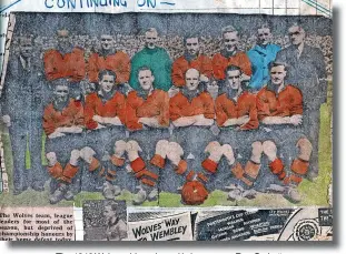  ??  ?? The 1946 Wolves side, coloured in by a young Reg Corbett