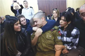  ?? (Reuters) ?? SGT. ELOR AZARIA at his verdict Wednesday. Time he realized politician­s are hurting, not helping, his cause.