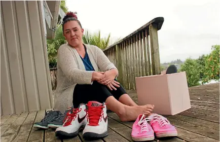  ?? PHOTO: BAYLEY MOOR/STUFF ?? Kerikeri woman Natalie Blakey is collecting pairs of shoes to form part of a nationwide roadshow to raise awareness around suicide.