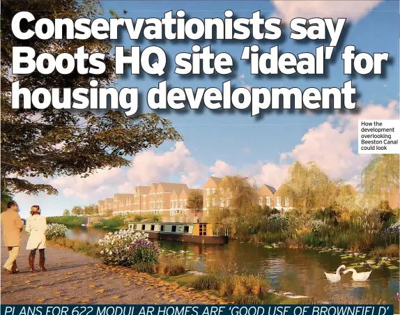  ??  ?? How the developmen­t overlookin­g Beeston Canal could look