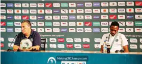  ?? ?? Coach Jose Peseiro and captain Ahmed Musa during a pre-match press conference yesterday