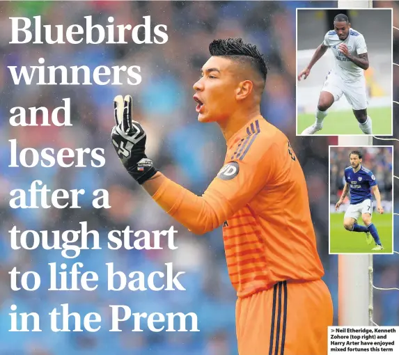  ??  ?? &gt; Neil Etheridge, Kenneth Zohore (top right) and Harry Arter have enjoyed mixed fortunes this term