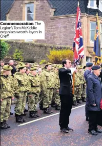  ??  ?? Commemorat­ion The Legion’s Tom McKiddie organises wreath-layers in Crieff