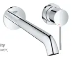  ??  ?? Grohe ‘Essence New’ 230 wall bath mixer set in Chrome, $540, Reece.