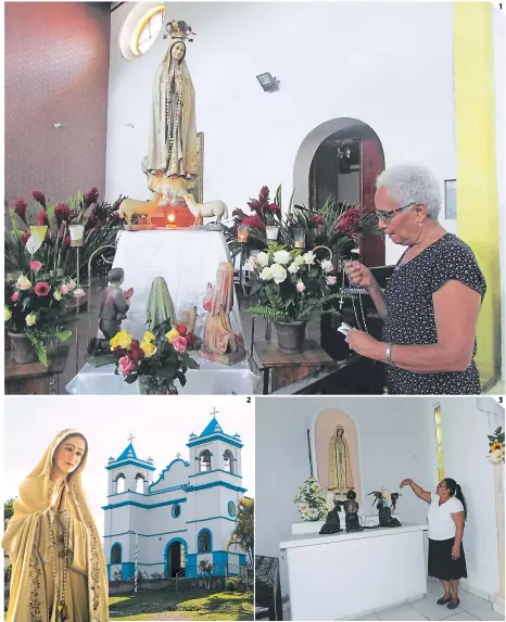  ?? FOTOS: JUAN FLORES/WALTER ULLOA/JOSÉ CARÍAS ?? (1) En la iglesia catedral de Danlí, los fieles para mañana han programado rosarios y misa solemne en honor a la Madre de Jesús. (2) En la parroquia Virgen de Fátima de Siguatepeq­ue se encuentra una preciosa imagen que fue traída desde Portugal. (3) En...