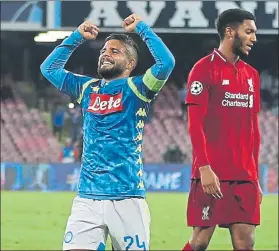  ??  ?? Insigne da rienda suelta a su júbilo Marcó un gol muy valioso en este competido grupo