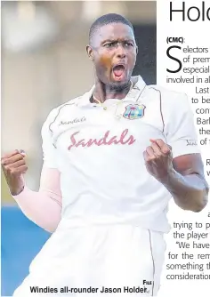  ?? FILE ?? Windies all-rounder Jason Holder