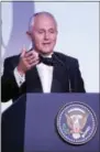  ?? PABLO MARTINEZ MONSIVAIS — THE ASSOCIATED PRESS ?? Australian Prime Minister Malcolm Turnbull speaks during a dinner aboard the USS Intrepid, a decommissi­oned aircraft carrier docked in the Hudson River in New York, Thursday.