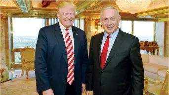  ??  ?? PRIME MINISTER Benjamin Netanyahu stands next to then-US presidenti­al candidate Donald Trump during their meeting in New York last September.