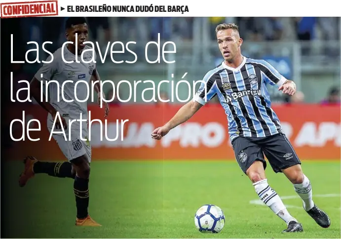  ??  ?? Arthur dejará de vestir la camiseta de Gremio para llevar la blaugrana, con la que espera triunfar