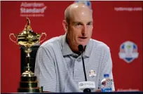  ?? / AP-Darron Cummings ?? U.S. Ryder Cup Team Captain Jim Furyk speaks during a news conference at Bellerive Country Club in St. Louis on Monday.