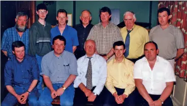  ?? ?? Castletown­roche Gun Club members who held a very successful fundraiser in aid of Marymount Hospice at Reynolds Lounge Bar in 2001. Back l-r: Tom Donovan, Kenneth Morey, Declan Magnier, Noel Copley, Kevin McSweeney, Dave Daly and Jim Shanahan; front l-r: Gerard Relihan, Eamon Relihan (secretary), Mick Relihan (chairman), Tim Foley (treasurer) and Donal Relihan.